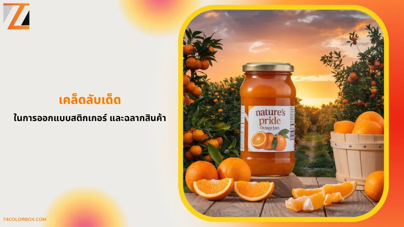 รูปภาพน้ำส้มพร้อมฉลากสติกเกอร์ เคล็ดลับการออกแบบฉลากน้ำส้ม Nature's Pride สื่อถึงความสดชื่นและคุณภาพของสินค้า