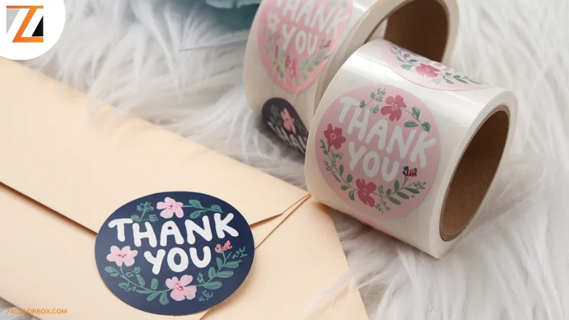 สติกเกอร์ม้วน 'Thank You' ลายดอกไม้สีหวาน สำหรับตกแต่งซองจดหมายและของขวัญ สร้างความรู้สึกอบอุ่นให้กับผู้รับ